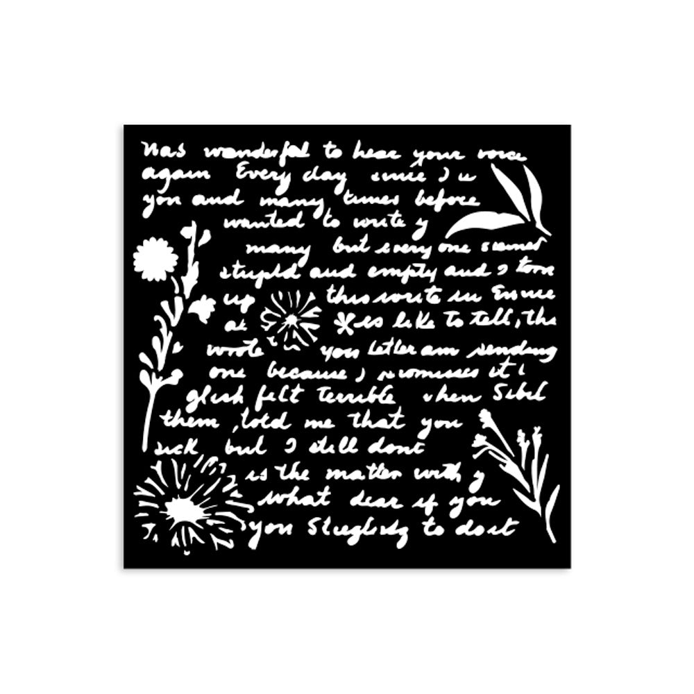 Pre Order Stamperia- Thick Stencil 12 X 12cm- Writings pattern