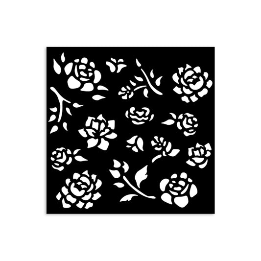 Stamperia- Thick Stencil 12 X 12cm- Timeless Buds Pattern