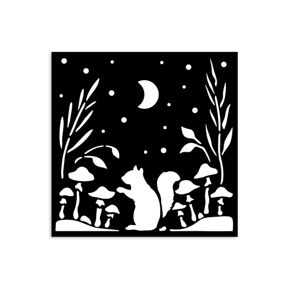 Stamperia- Thick Stencil 12 X 12cm - Herbarium Silvae squirrel