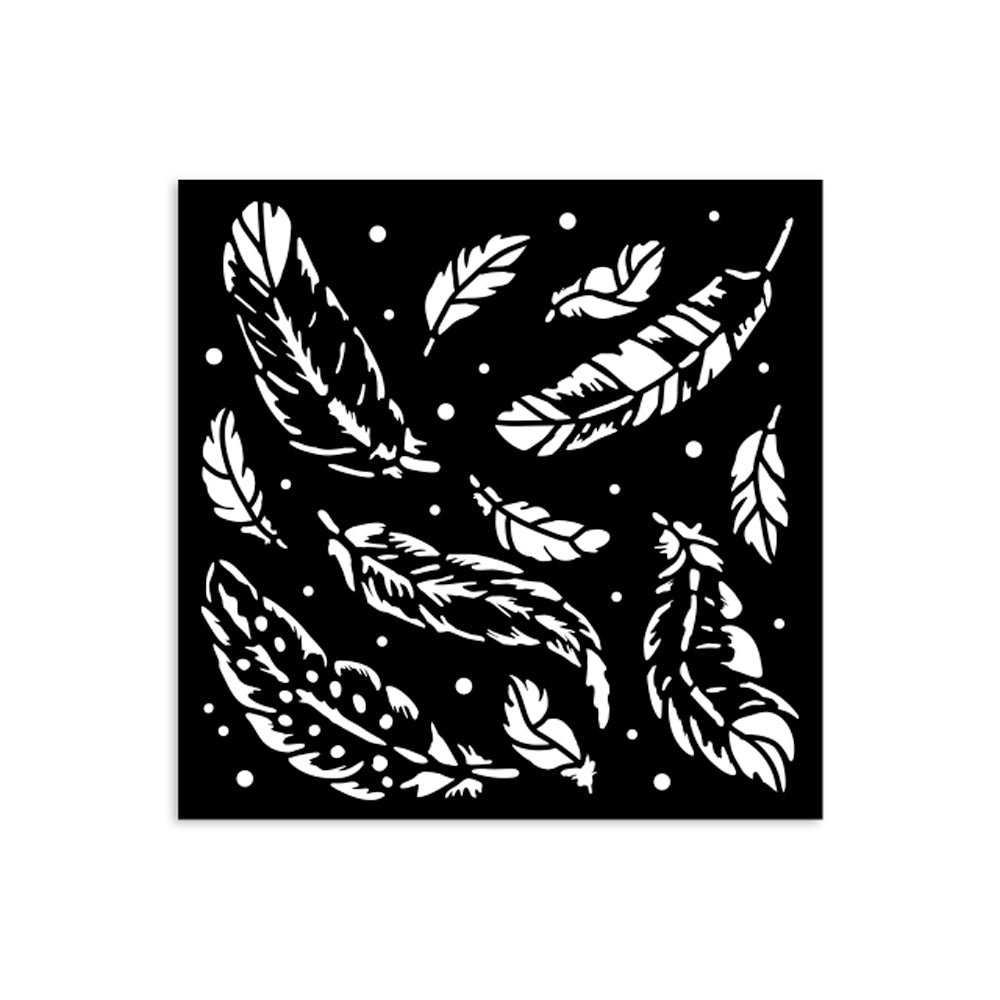 Stamperia- Thick Stencil 12 X 12cm - Herbarium Silvae feather pattern