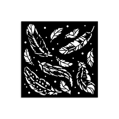 Stamperia- Thick Stencil 12 X 12cm - Herbarium Silvae feather pattern