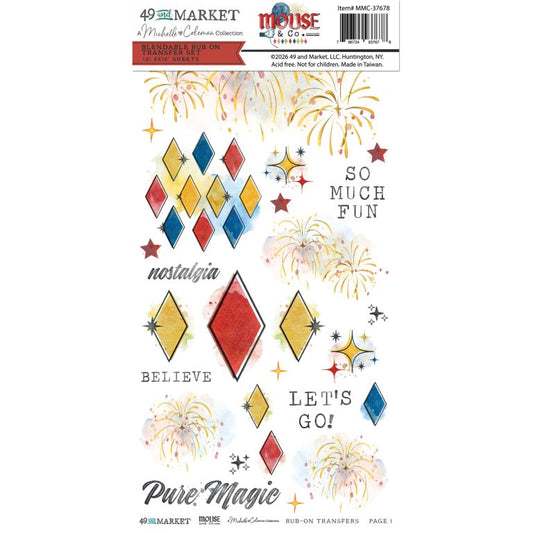 49 and Market - Blendable Rub On Transfers  - 2 Sheets 6x12' - Mouse & Co