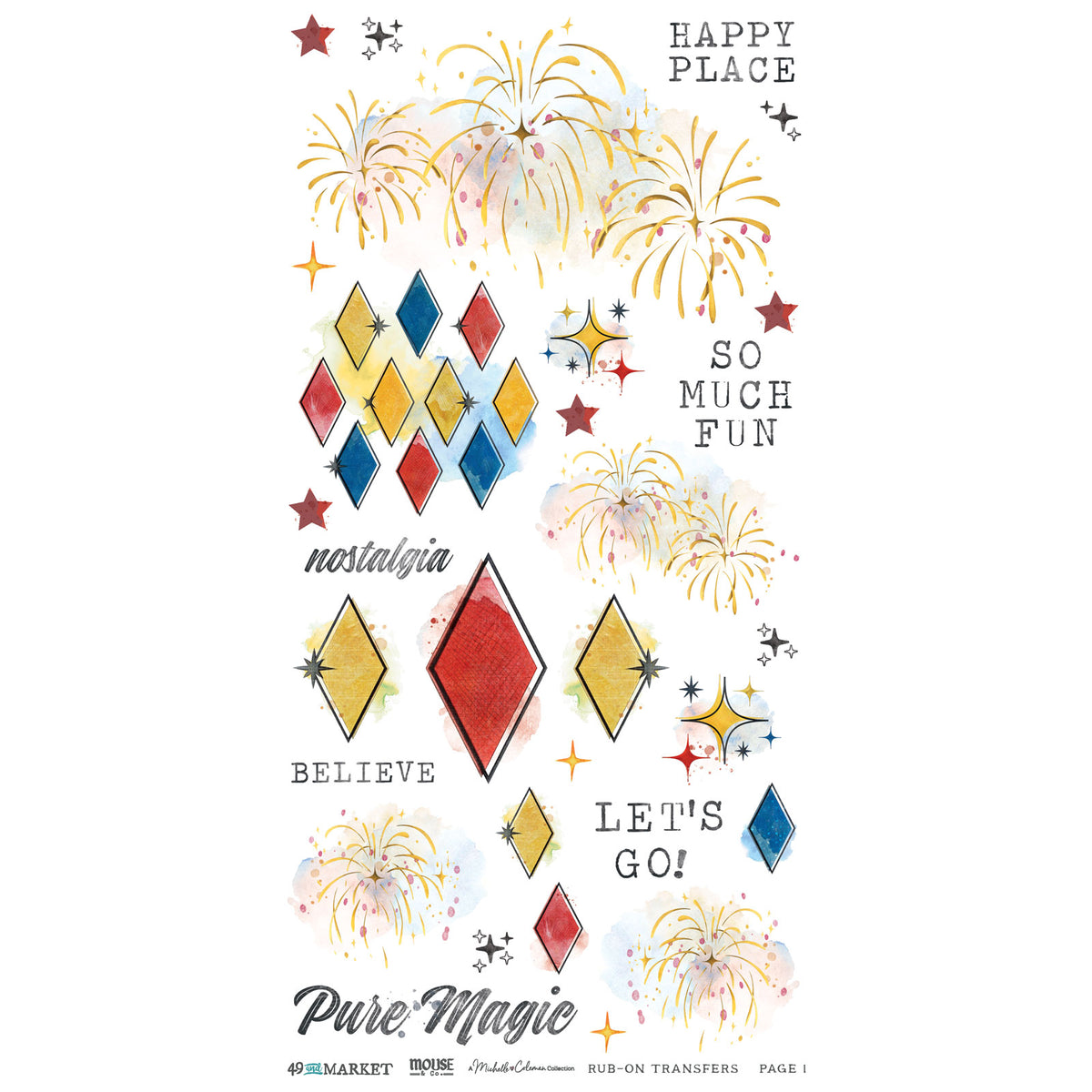49 and Market - Blendable Rub On Transfers  - 2 Sheets 6x12' - Mouse & Co