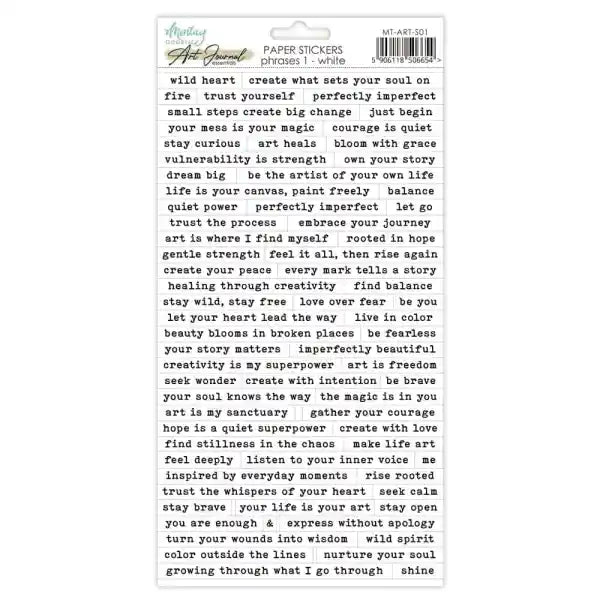 Mintay - Art Journal Essentials - Paper Stickers - Phrases 1 - White