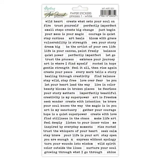 Mintay - Art Journal Essentials - Paper Stickers - Phrases 1 - White