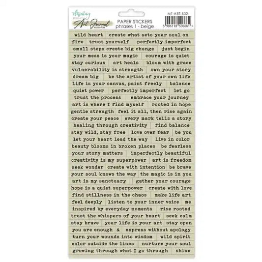 Mintay - Art Journal Essentials - Paper Stickers - Phrases 1 - Beige