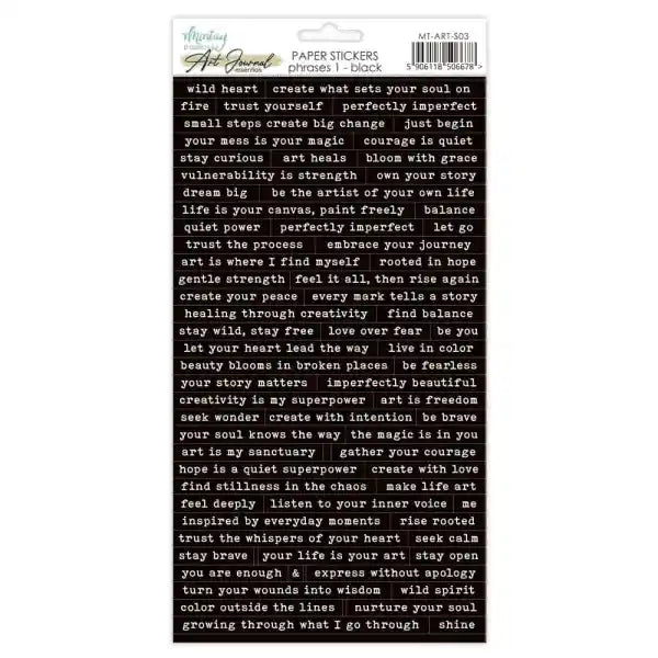 Mintay - Art Journal Essentials - Paper Stickers - Phrases 1 - Black