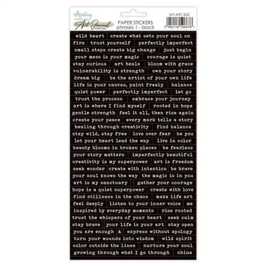 Mintay - Art Journal Essentials - Paper Stickers - Phrases 1 - Black