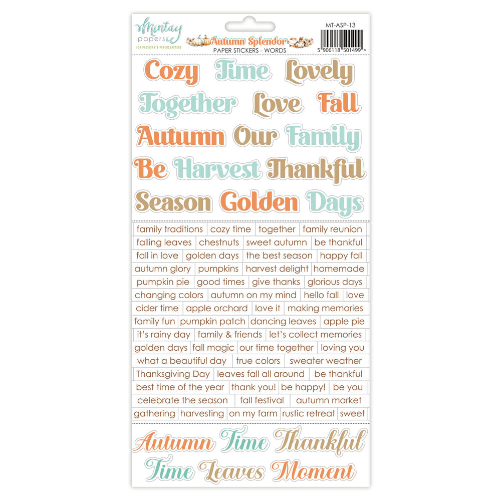 Mintay - Paper Stickers - Words - Autumn Splendor