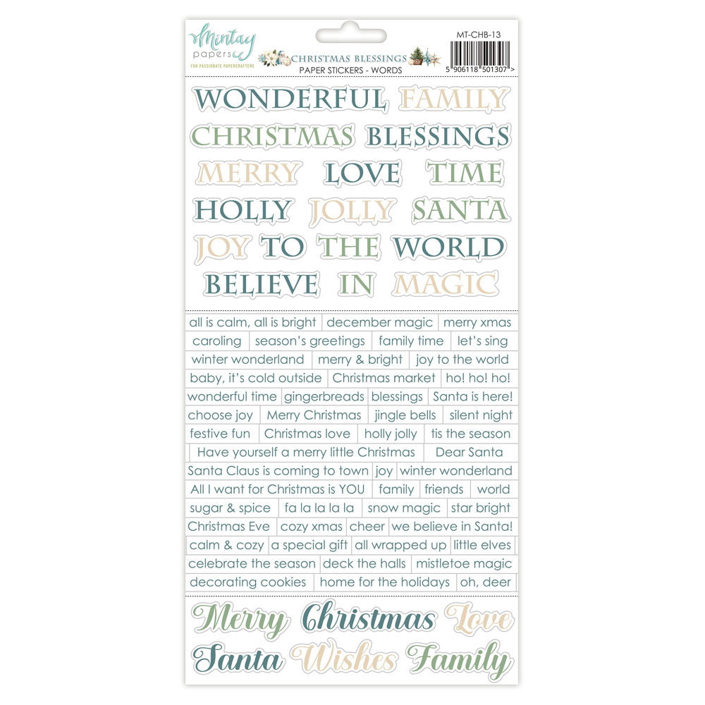 Mintay - Paper Stickers - Words - Christmas Blessings