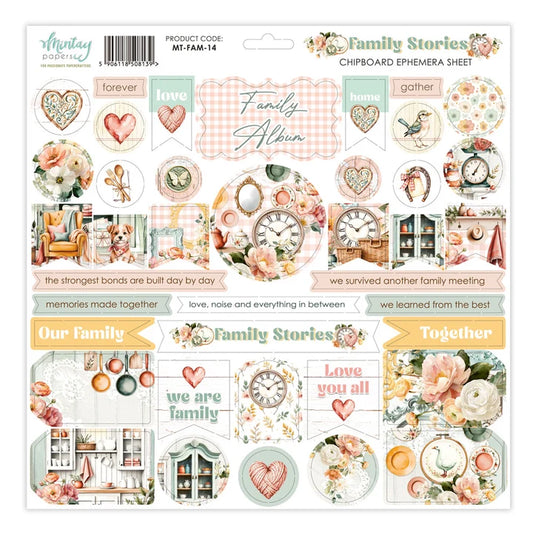 Mintay  - Cardboard Ephemera Sheet - Family Stories