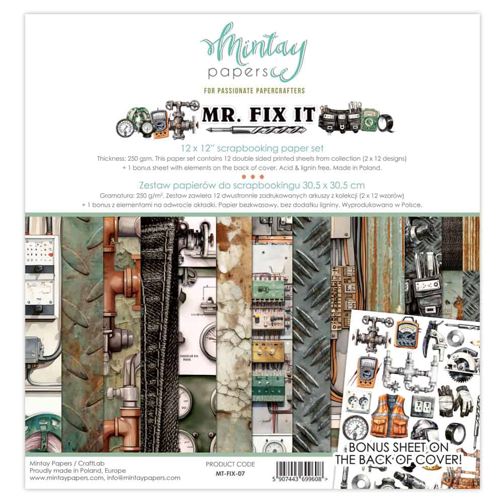 Mintay  - 12 x 12 Paper Pad - Mr Fix IT