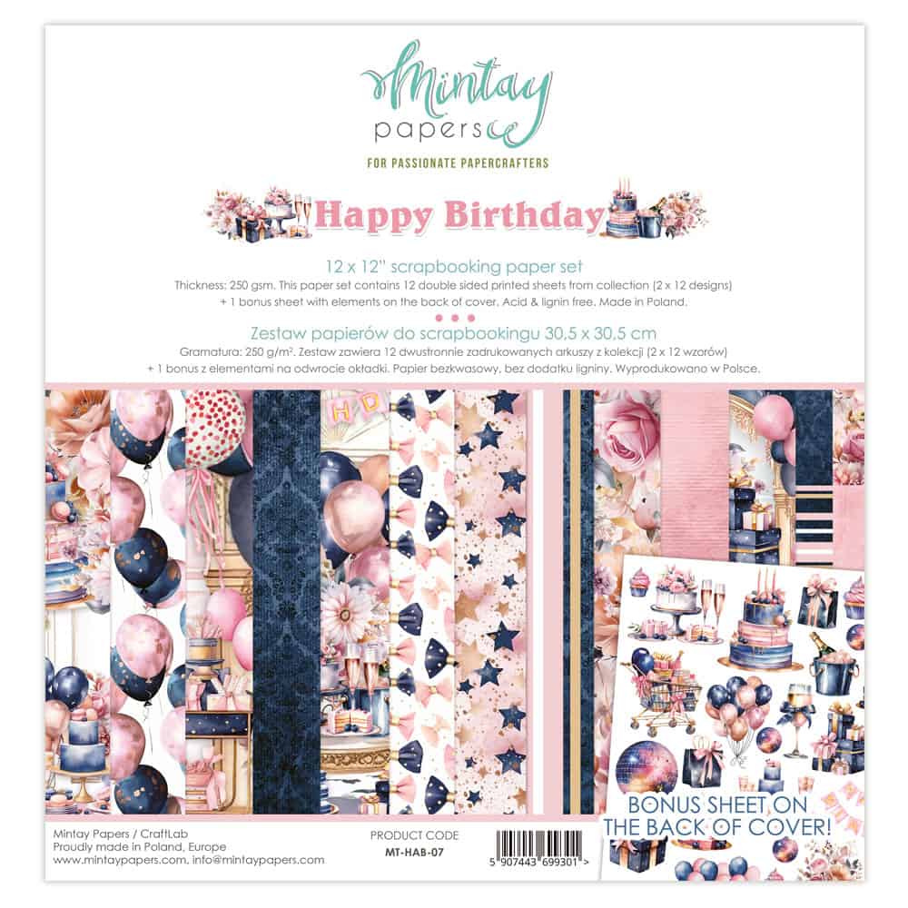 Mintay  - 12 x 12 Paper Pad - Happy Birthday
