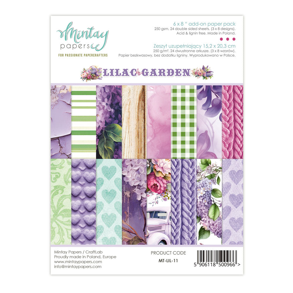 Mintay - 6 x 8 add on Paper Pack - Lilac Garden