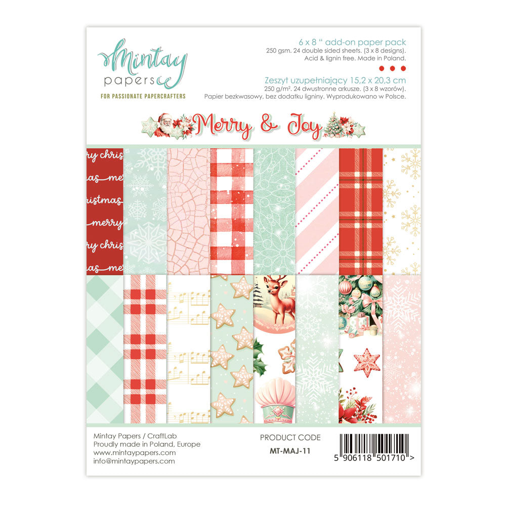 Mintay - 6 x 8 add on Paper Pack - Merry & Joy