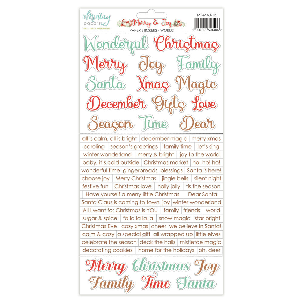 Mintay - Paper Stickers - Words - Merry & Joy