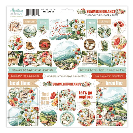 Mintay  - Cardboard Ephemera Sheet - Summer Highlands