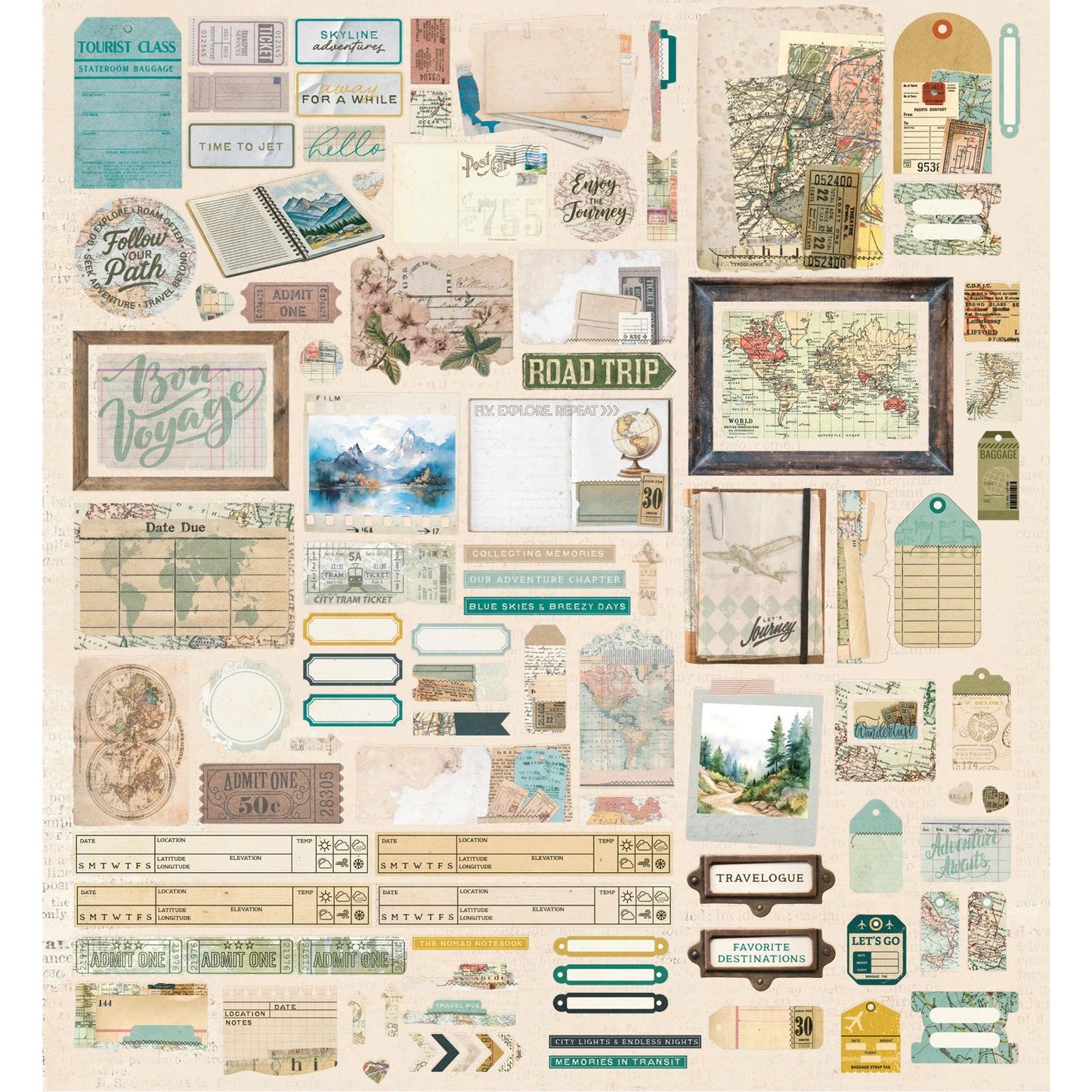 49 and Market  - Die-Cut Elements - 105 pieces - Travel Diaries