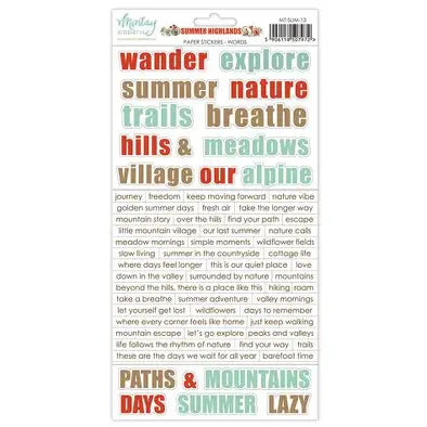 Mintay - Paper Stickers - Words - Summer Highlands