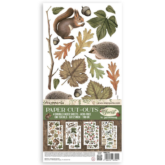 Stamperia - Paper cut-outs Double Face - 4 sheets cm. 15x30,5 - Forest