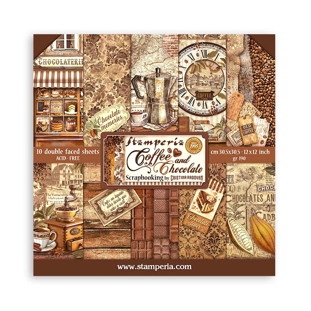 Stamperia -  (12”X12”)  Coffee and Chocolate -  Paper pad