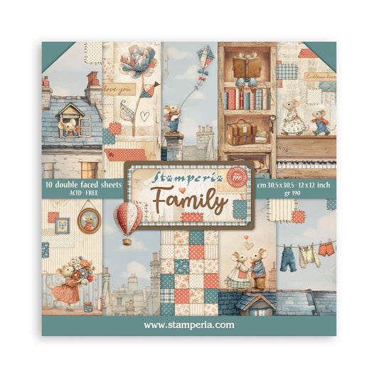 Stamperia -  (12”X12”) -  Paper pad - Family