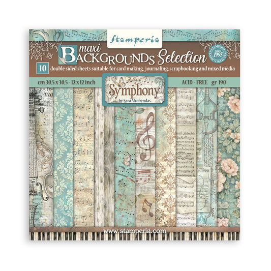 Stamperia - (12”X12”) - Backgrounds Paper pad - Symphony