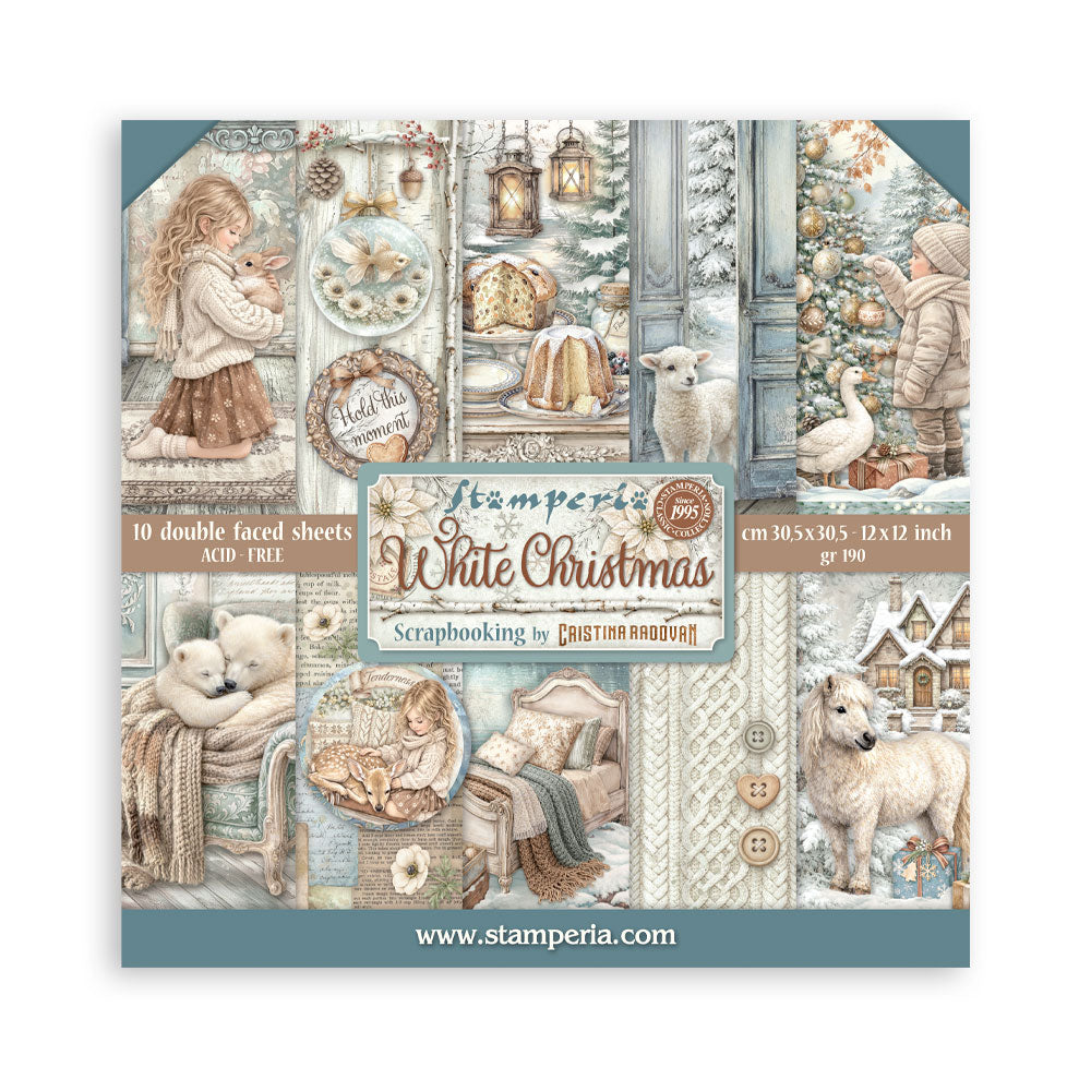 Stamperia - (12”X12”) - Paper pad - White Christmas