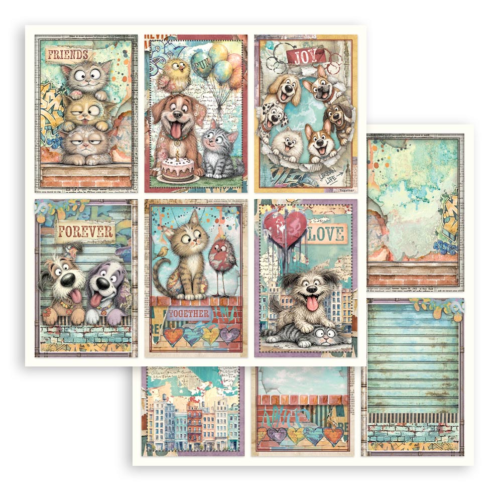 Stamperia - (12”X12”) - Paper pad - Furry Friends 2