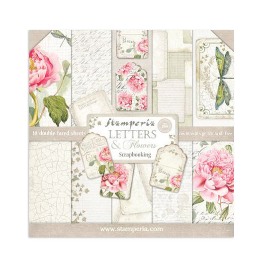 Stamperia -  (12”X12”)  Letters & Flowers -  Paper pad