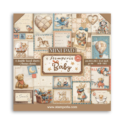 Stamperia - MINI (8”X8”) Paper Pad - Baby - 6 sheets