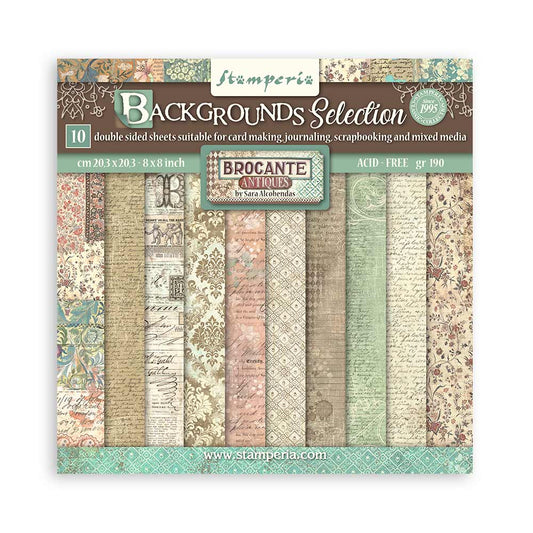 Stamperia -  (8”X8”) Brocante Antiques Background Selection paper pad