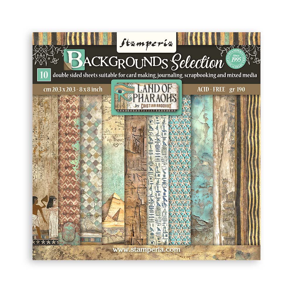 Stamperia -  (8”X8”) Land of Pharaohs Background Selection paper pad