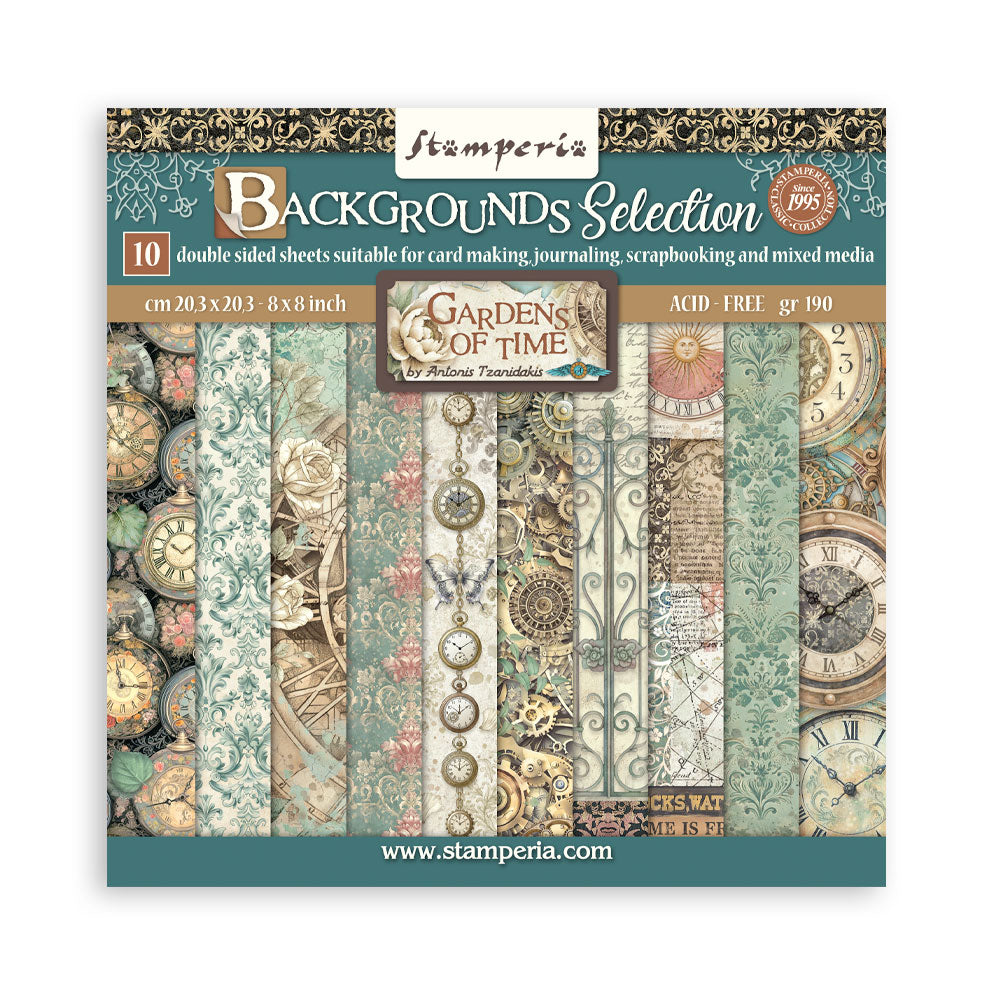Stamperia -  (8”X8”) Backgrounds Garden of Time