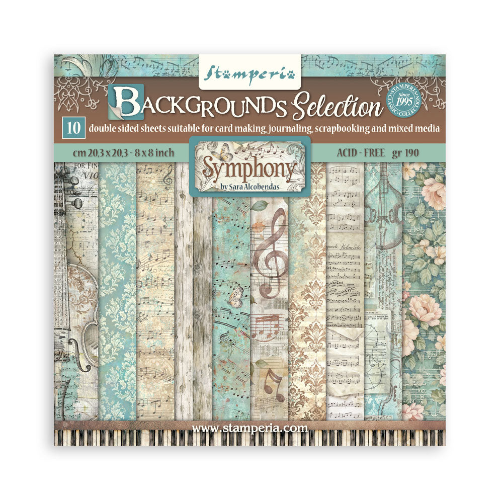 Stamperia -  (8”X8”) Backgrounds Symphony