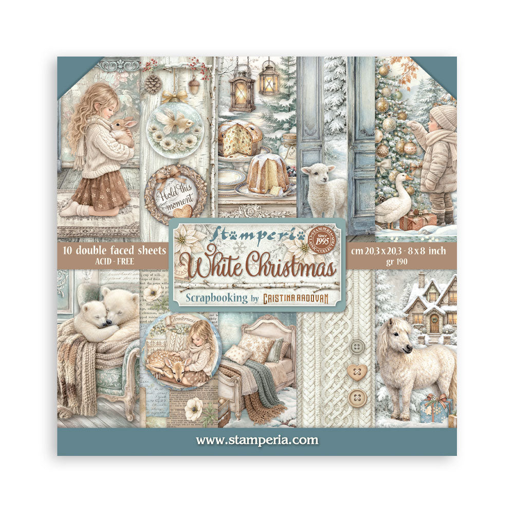Stamperia - (8”X8”) Paper Pad - White Christmas