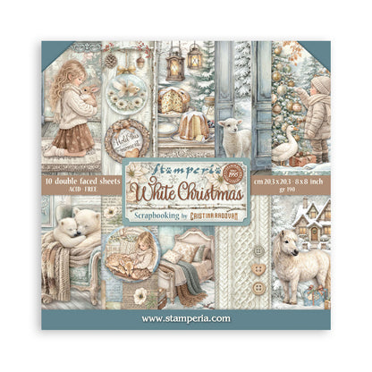 Stamperia - (8”X8”) Paper Pad - White Christmas