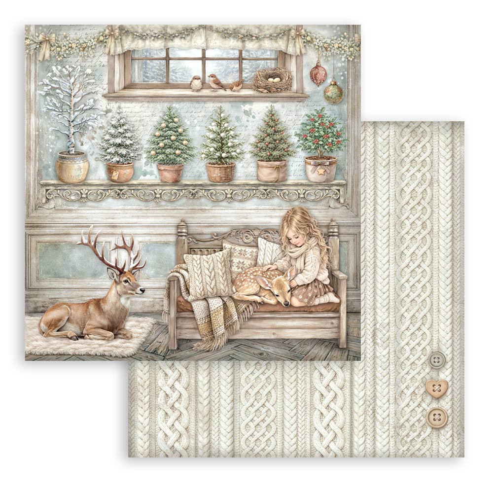 Stamperia - (8”X8”) Paper Pad - White Christmas