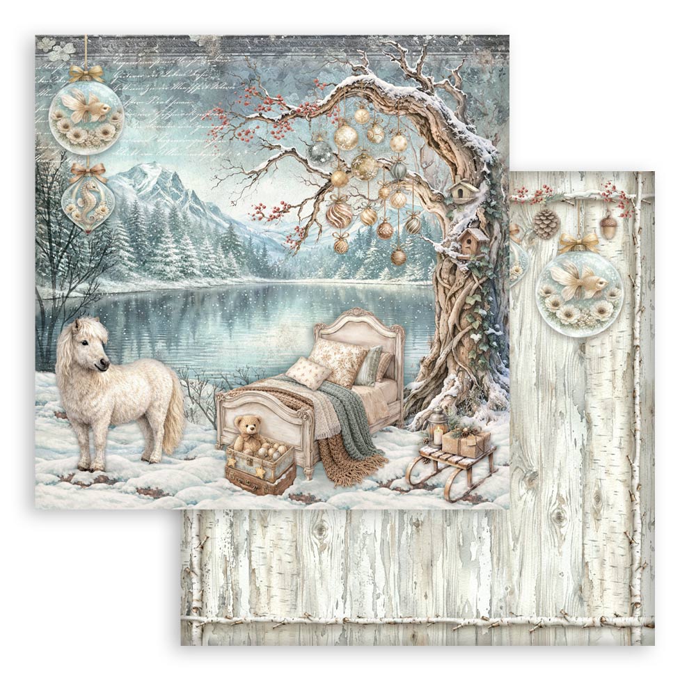 Stamperia - (8”X8”) Paper Pad - White Christmas