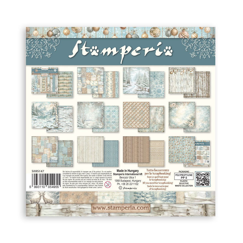 Stamperia - (12”X12”) - Backgrounds Paper pad - White Christmas