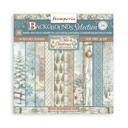 Stamperia - (12”X12”) - Backgrounds Paper pad - White Christmas