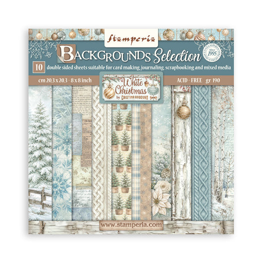 Stamperia - (12”X12”) - Backgrounds Paper pad - White Christmas