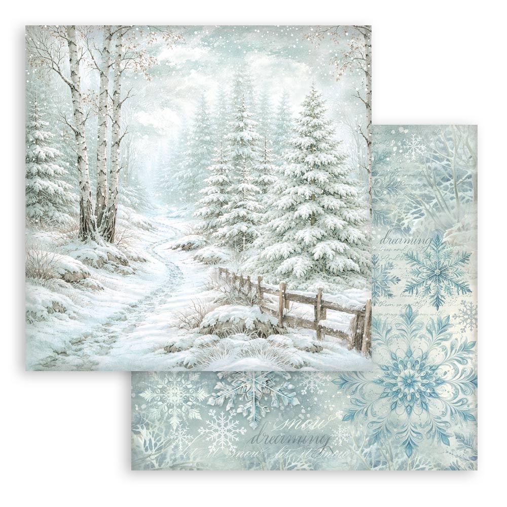 Stamperia - (12”X12”) - Backgrounds Paper pad - White Christmas