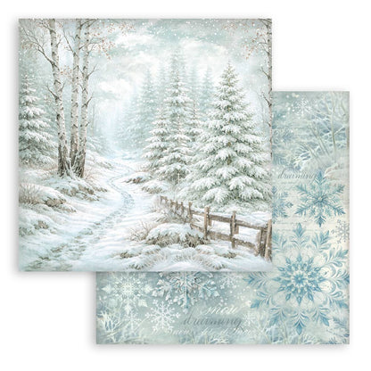 Stamperia - (12”X12”) - Backgrounds Paper pad - White Christmas