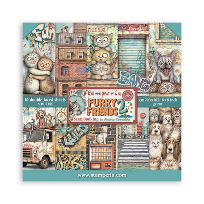 Stamperia - (8”X8”) Paper Pad Furry Friends 2
