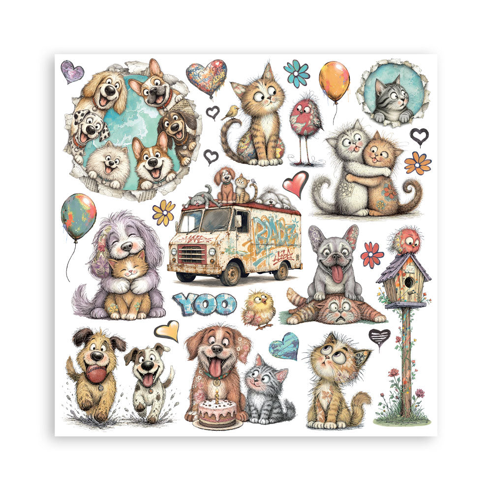 Stamperia - (8”X8”) Paper Pad Furry Friends 2