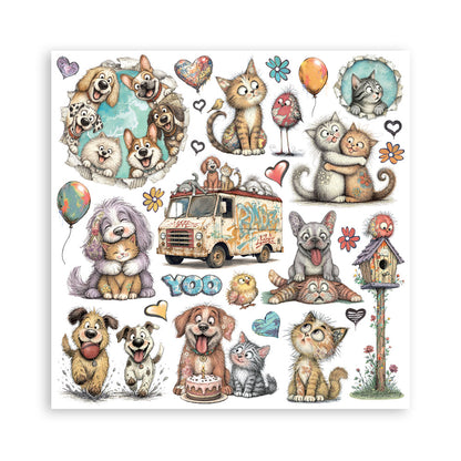 Stamperia - (8”X8”) Paper Pad Furry Friends 2