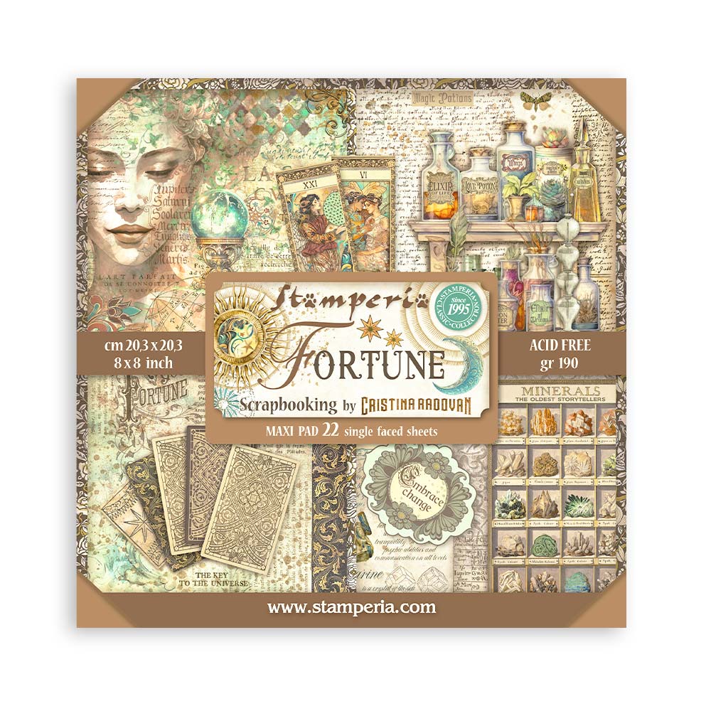 Stamperia -  (8”X8”) 22 sheets Maxi Single Sided Fortune  paper pad