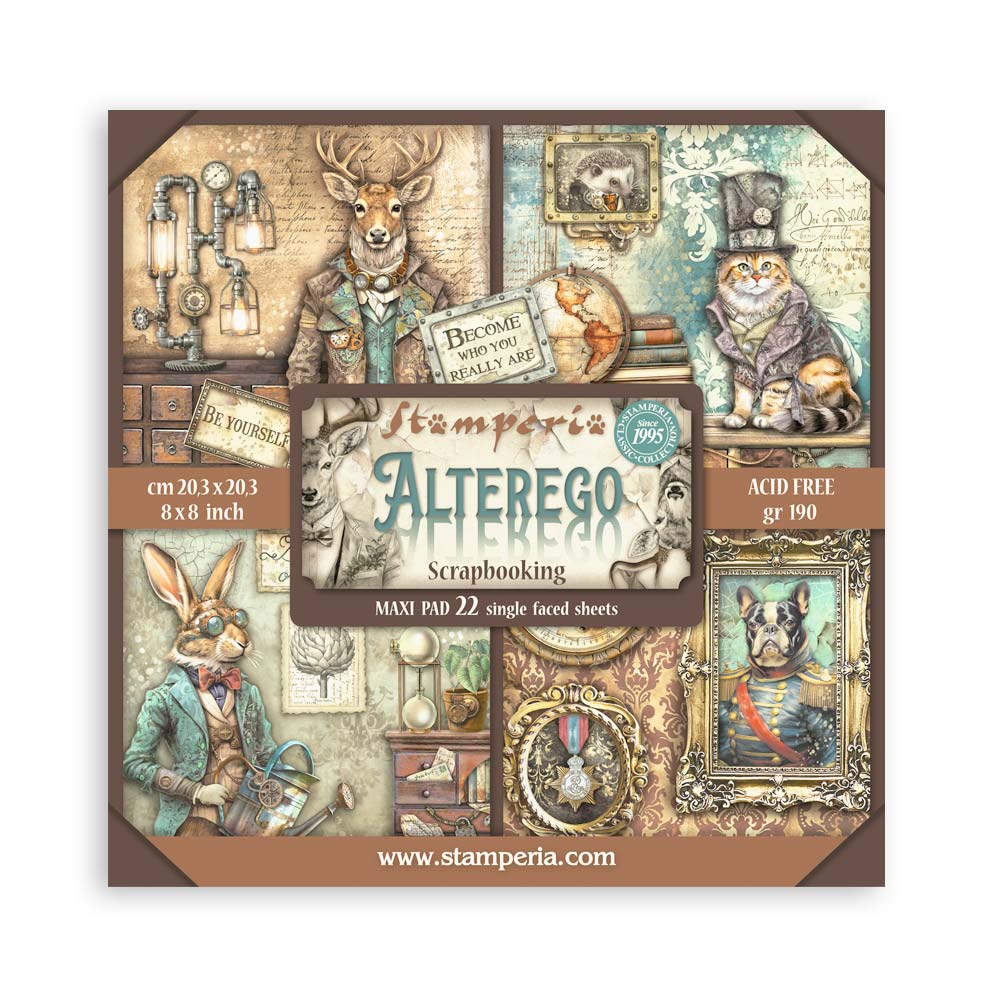 Stamperia -  (8”X8”) 22 sheets Maxi Single Sided Alterego paper pad