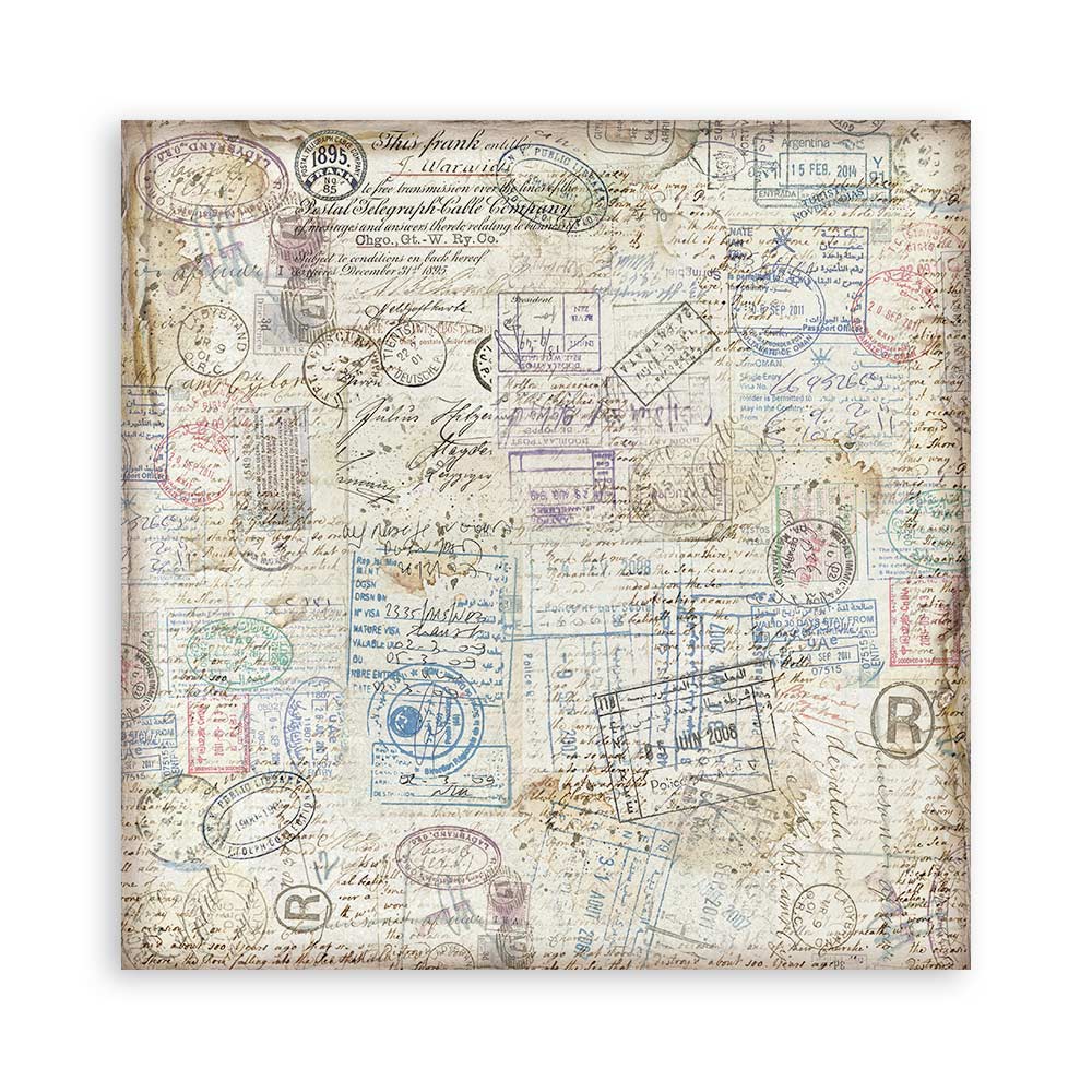 Stamperia -  (12”X12”) Single Face 22 sheets  Art of travelling